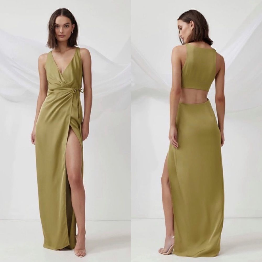 NWT LEXI marigold satin cutout maxi dress